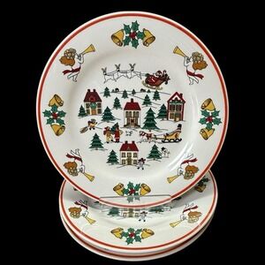 Jamestown The Joy Of Christmas Salad Plates 7.5" Vintage 1987 Set Of 3